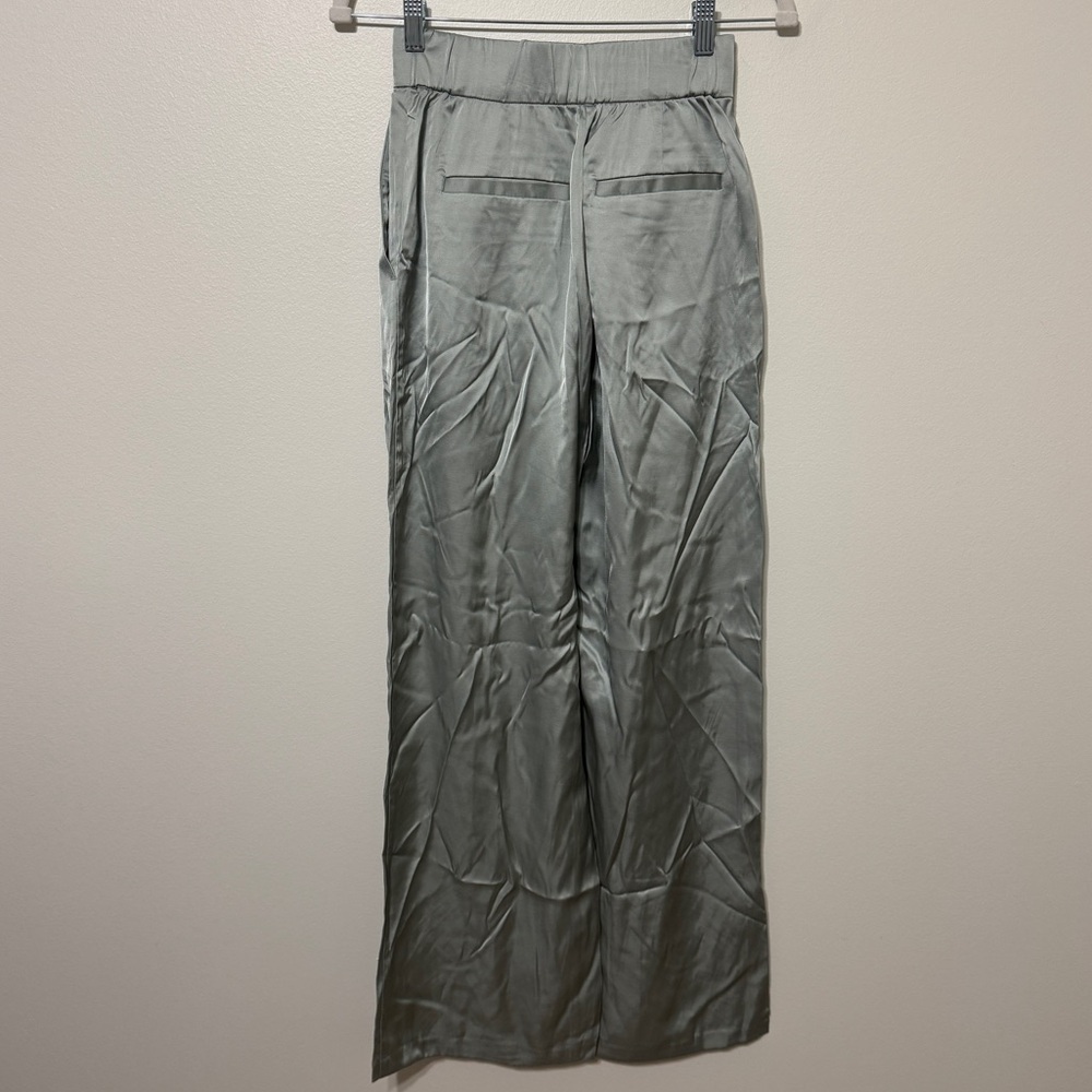 NEW Abercrombie & Fitch Satin Tailored Wide Leg Pant Size 25 / 0 Green NWT - Picture 6 of 7
